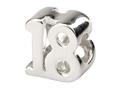 Perlina Per Charm A Forma Di Numero 18, Argento 925 - Immagine Standard - 1