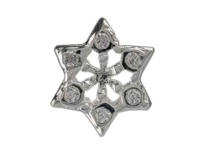 Perlina Per Charm A Forma Di Fiocco Di Neve Con Pietre Di Zirconia Cubica Incastonate, Argento 925 - Immagine Standard - 1