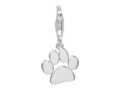 St Sil Paw Print Design Charm With Carabiner Trigger Clasp - Immagine Standard - 1
