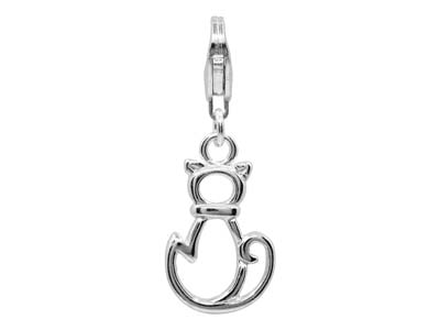 St Sil Cat Design Charm With Carabiner Trigger Clasp - Immagine Standard - 1
