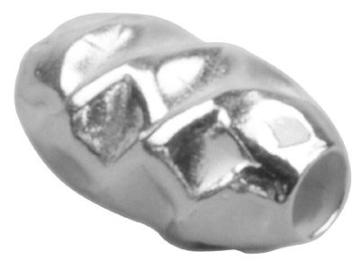 Confezione Da 10 Perline Ovali Con Finitura Martellata E Doppio Foro, 5 X 8 Mm, Argento 925