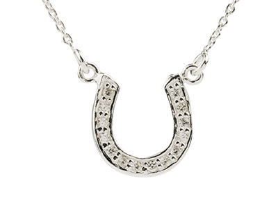 Collana A Ferro Di Cavallo Incastonata Con Zirconia Cubica, Catena Di 40-45 cm, Argento 925 - Immagine Standard - 1