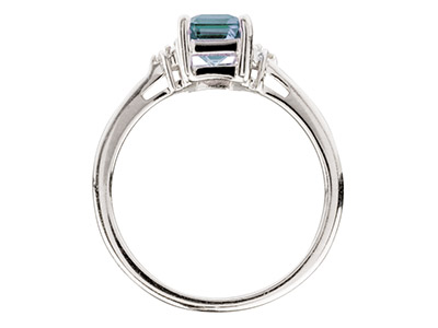 Anello Con Topazio Blu Taglio Smeraldo E Diamante, Misura P, Argento 925 - Immagine Standard - 2