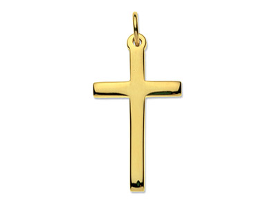 Croce Latina Piccola Pesante Con Marchio Di Autenticità, Oro Giallo Da 9 Ct