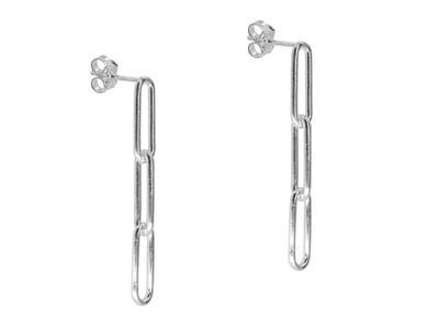 St Sil Large Link Chain Design Drop Earrings - Immagine Standard - 1