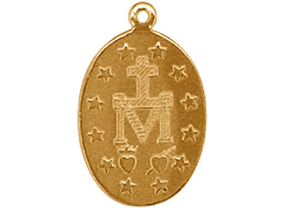 Pendente Df In Oro Giallo Da 9kt, Ks2029, 0,8 Mm, Medaglietta Con Madonna Miracolosa A Due Facce, 100% Oro Riciclato - Immagine Standard - 2